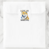 Ik hou van mijn Shiba Inu | Eigenaar hond Vierkante Sticker (Tas)