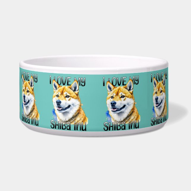 Ik hou van mijn Shiba Inu | Eigenaar hond Voerbakje (Voorkant)