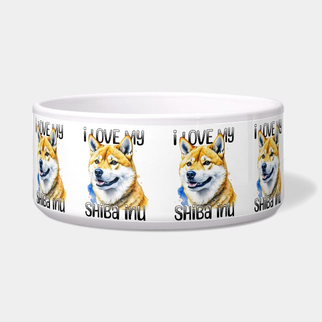 Ik hou van mijn Shiba Inu | Eigenaar hond Voerbakje (Voorkant)
