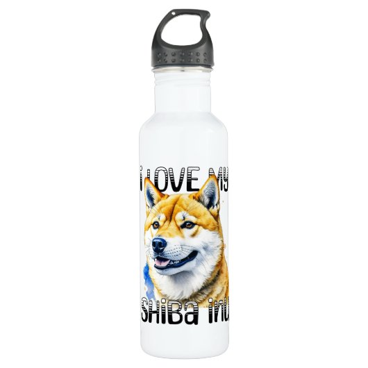 Ik hou van mijn Shiba Inu | Eigenaar hond Waterfles (Voorkant)