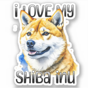 Ik hou van mijn Shiba Inu Hondenbezitter Sticker