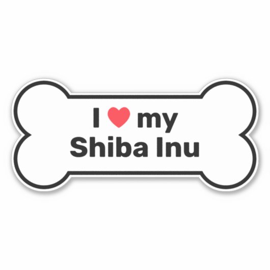 Ik hou van mijn Shiba Inu korte witte aangepaste h Sticker (Voorkant)
