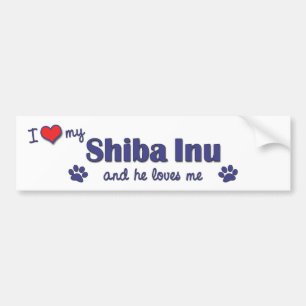 Ik hou van mijn Shiba Inu (Mannelijke hond) Bumpersticker