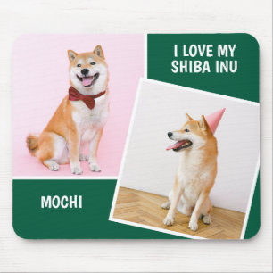 Ik hou van mijn Shiba op twee foto's Muismat