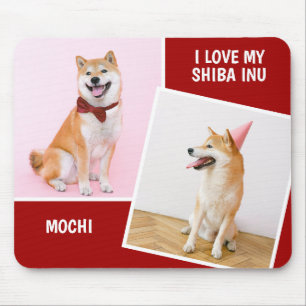 Ik hou van mijn Shiba op twee foto's Muismat