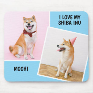Ik hou van mijn Shiba op twee foto's Muismat