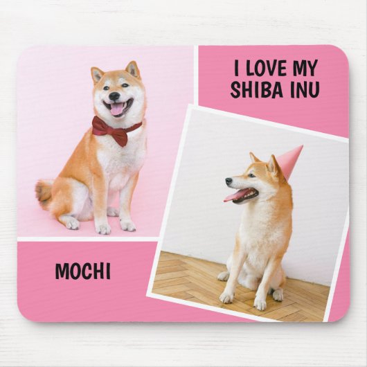 Ik hou van mijn Shiba op twee foto's Muismat (Voorkant)