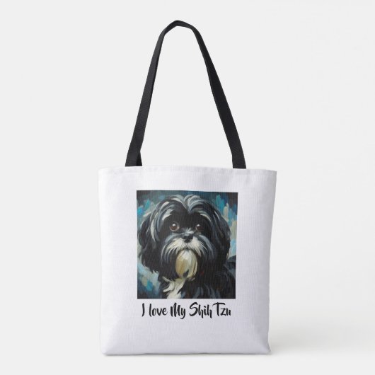 Ik hou van mijn Shih Tzu Canvas tas (Achterkant)