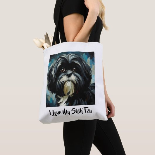 Ik hou van mijn Shih Tzu Canvas tas (Dichtbij)