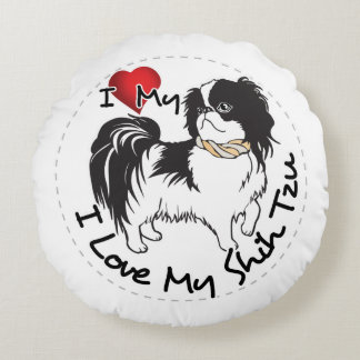 Ik hou van mijn Shih Tzu Dog Rond Kussen