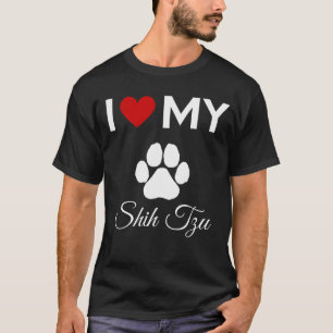 Ik hou van mijn Shih Tzu hond aangepaste tekst T-shirt