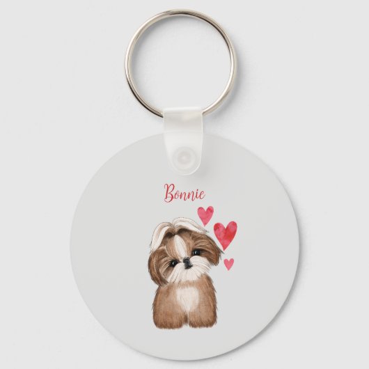 Ik hou van mijn Shih Tzu hond gepersonaliseerd Sleutelhanger (Voorkant)