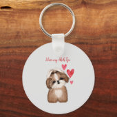 Ik hou van mijn Shih Tzu hond gepersonaliseerd Sleutelhanger (Achterkant)