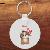 Ik hou van mijn Shih Tzu hond gepersonaliseerd Sleutelhanger (Voorkant)
