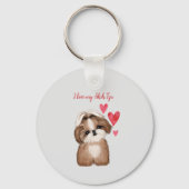 Ik hou van mijn Shih Tzu hond gepersonaliseerd Sleutelhanger (Achterkant)