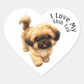 Ik hou van mijn Shih Tzu-hond Hart Sticker (Voorkant)