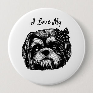 Ik hou van mijn Shih Tzu-hond met strik Originele Ronde Button 4,0 Cm