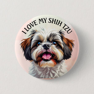 Ik hou van mijn Shih Tzu puppy Ronde Button 5,7 Cm