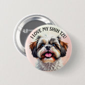 Ik hou van mijn Shih Tzu puppy Ronde Button 5,7 Cm (Voorkant /achterkant)