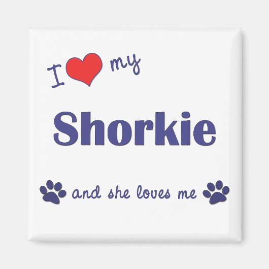 Ik hou van mijn Shorkie (Vrouw Dog) Magneet (Voorkant)