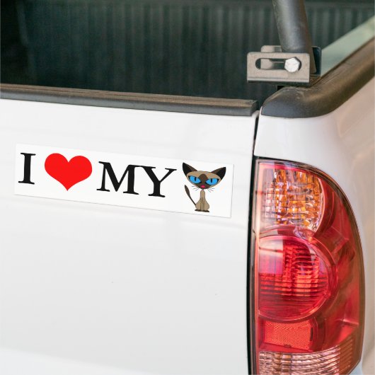 Ik hou van mijn Siamese Cat Bumpersticker (Op Truck)