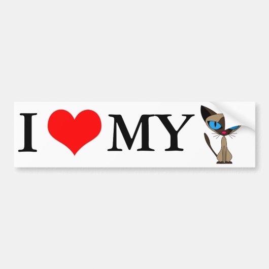 Ik hou van mijn Siamese Cat Bumpersticker (Voorkant)