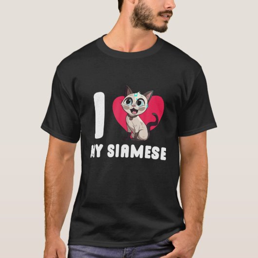 Ik hou van mijn Siamese kat kat liefhebber Siamois T-shirt (Voorkant)