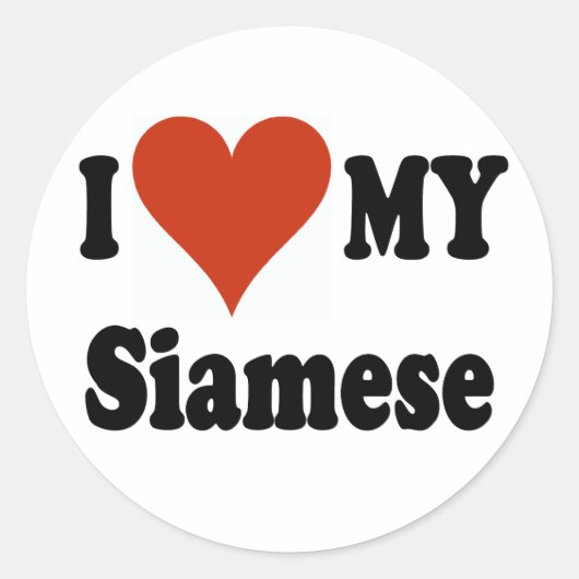 Ik hou van mijn Siamese kat merchandise Ronde Sticker (Voorkant)