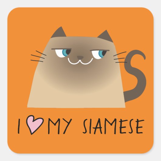 Ik hou van mijn Siamese kat sticker leuk cadeau (Voorkant)