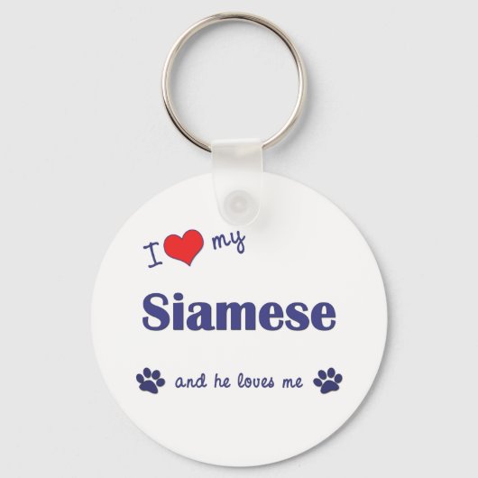 Ik hou van mijn Siamese (mannenkat) Sleutelhanger (Voorkant)