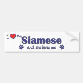 Ik hou van mijn Siamese (Vrouw kat) Bumpersticker (Voorkant)