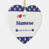 Ik hou van mijn Siamese (Vrouw kat) Keramisch Ornament (Rechts)
