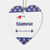 Ik hou van mijn Siamese (Vrouw kat) Keramisch Ornament (Links)