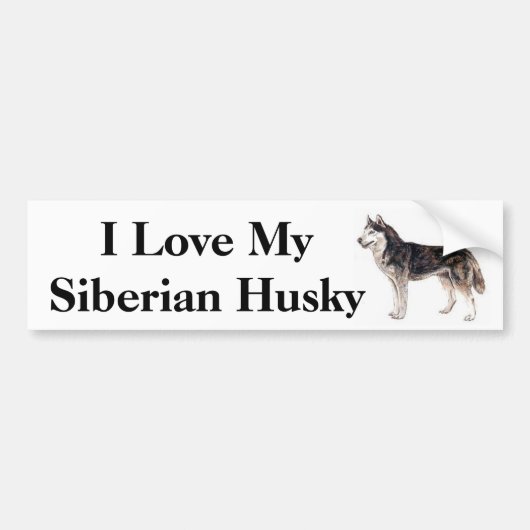Ik hou van mijn Siberian Husky Bumpersticker (Voorkant)