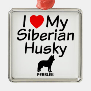 Ik hou van mijn Siberian Husky Dog Metalen Ornament