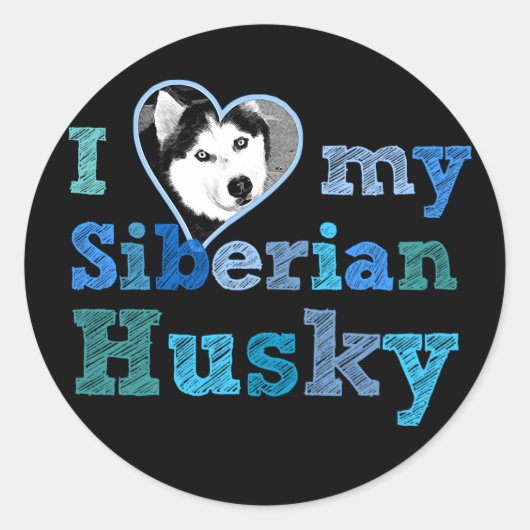 Ik hou van mijn Siberian Husky Large Sticker (Voorkant)