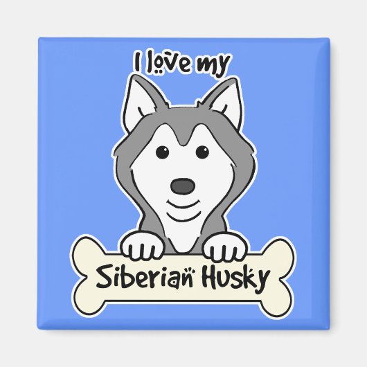 Ik hou van mijn Siberian Husky Magneet (Voorkant)