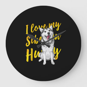 Ik hou van mijn Siberian Husky Sneeuwkraan Grote Klok