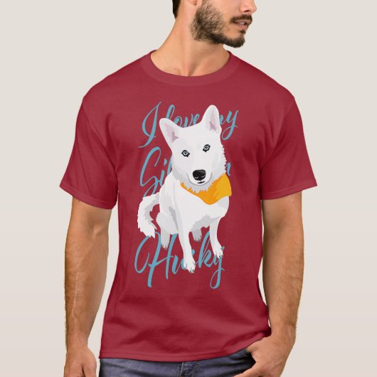 Ik hou van mijn Siberian Husky White sneeuwhond me T-shirt (Voorkant)