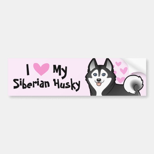 Ik hou van mijn Siberische Husky / Alaskan Malamut Bumpersticker (Voorkant)