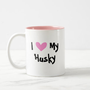 Ik hou van mijn Siberische Husky / Alaskan Malamut Tweekleurige Koffiemok