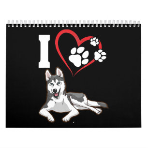 Ik hou van mijn siberische husky hond Home Decor Kalender
