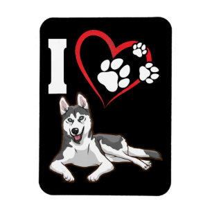 Ik hou van mijn siberische husky hond   Home Decor Magneet