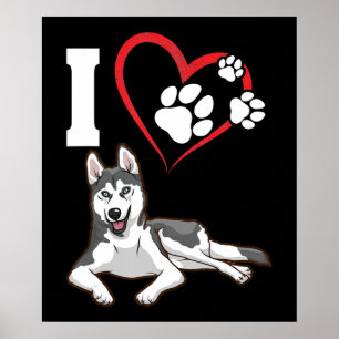 Ik hou van mijn siberische husky hond Home Decor Poster