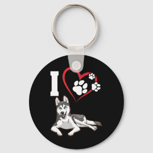 Ik hou van mijn siberische husky hond   Home Decor Sleutelhanger