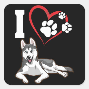 Ik hou van mijn siberische husky hond Home Decor Vierkante Sticker