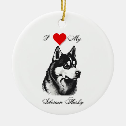 Ik hou van mijn Siberische Husky standaard Keramisch Ornament (Voorkant)