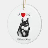 Ik hou van mijn Siberische Husky standaard Keramisch Ornament (Links)