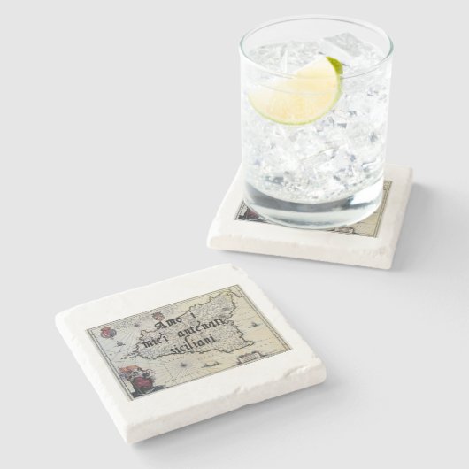 Ik hou van mijn Siciliaanse voorouders | Aangepast Stenen Onderzetter (Zijkant)