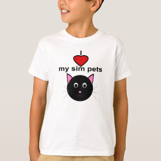Ik hou van mijn sim-huisdieren - Kinder zwarte kat T-shirt